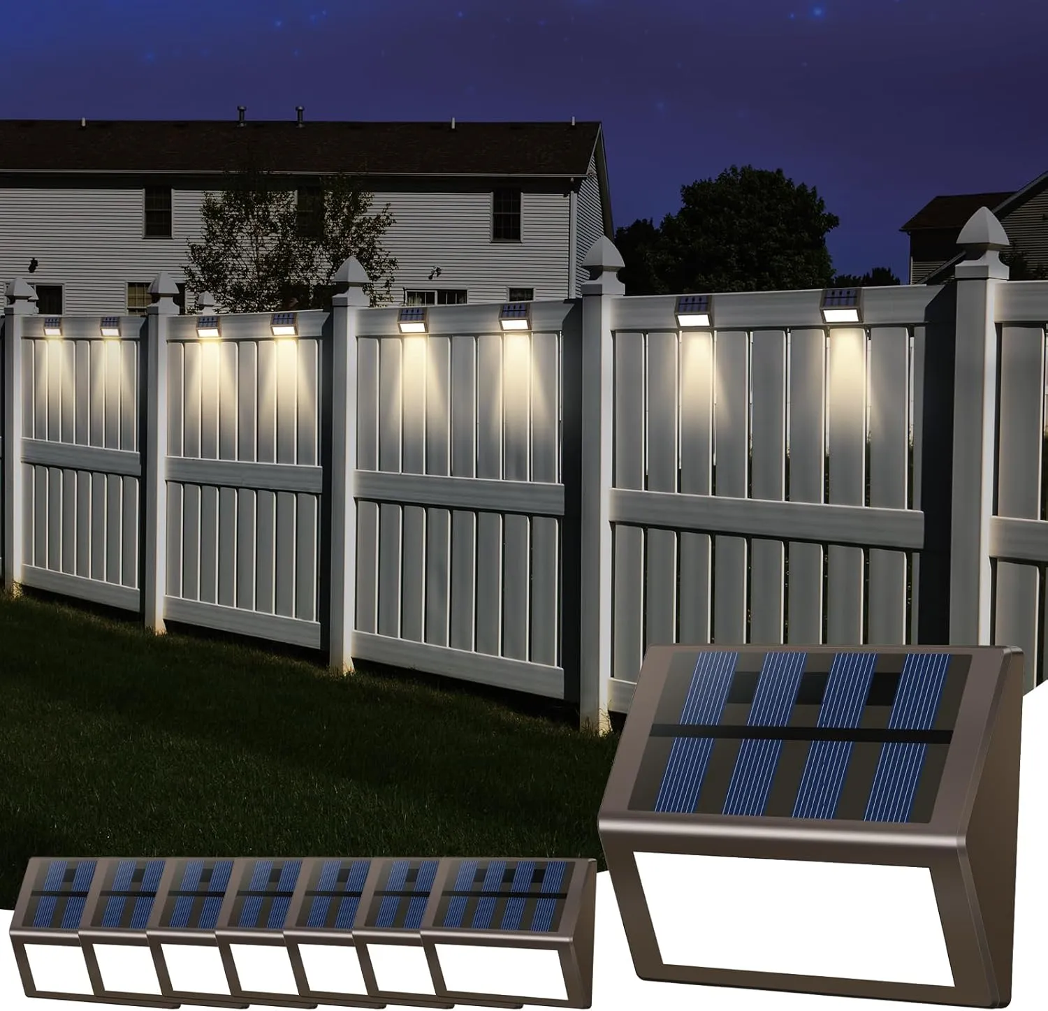Luminara Solar Step Lights - Weatherproof Outdoor Stair Lighting, Solar-Powered Deck Lights for Patio, Garden, Pathway, Warm White Glow (8)