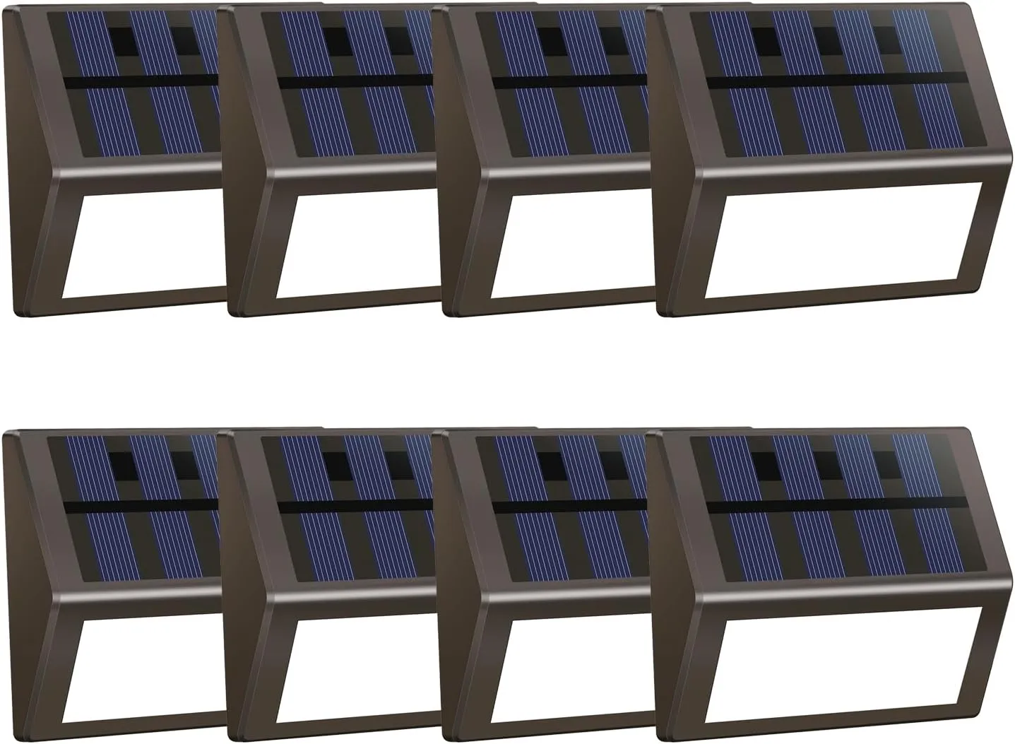 Luminara Solar Step Lights - Weatherproof Outdoor Stair Lighting, Solar-Powered Deck Lights for Patio, Garden, Pathway, Warm White Glow (8)