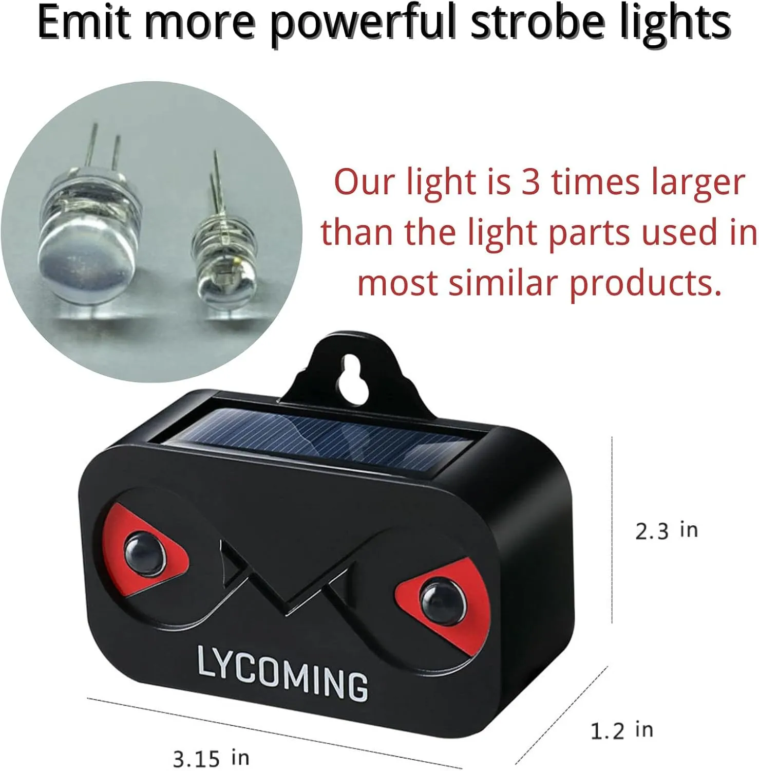 Lycoming Nocturnal Animals Coyote Deterrent Skunk Raccoon Deer Repellent Devices Solar Predator Control with Red LED Strobe Lights for Outdoor Yard Garden 2 Pack