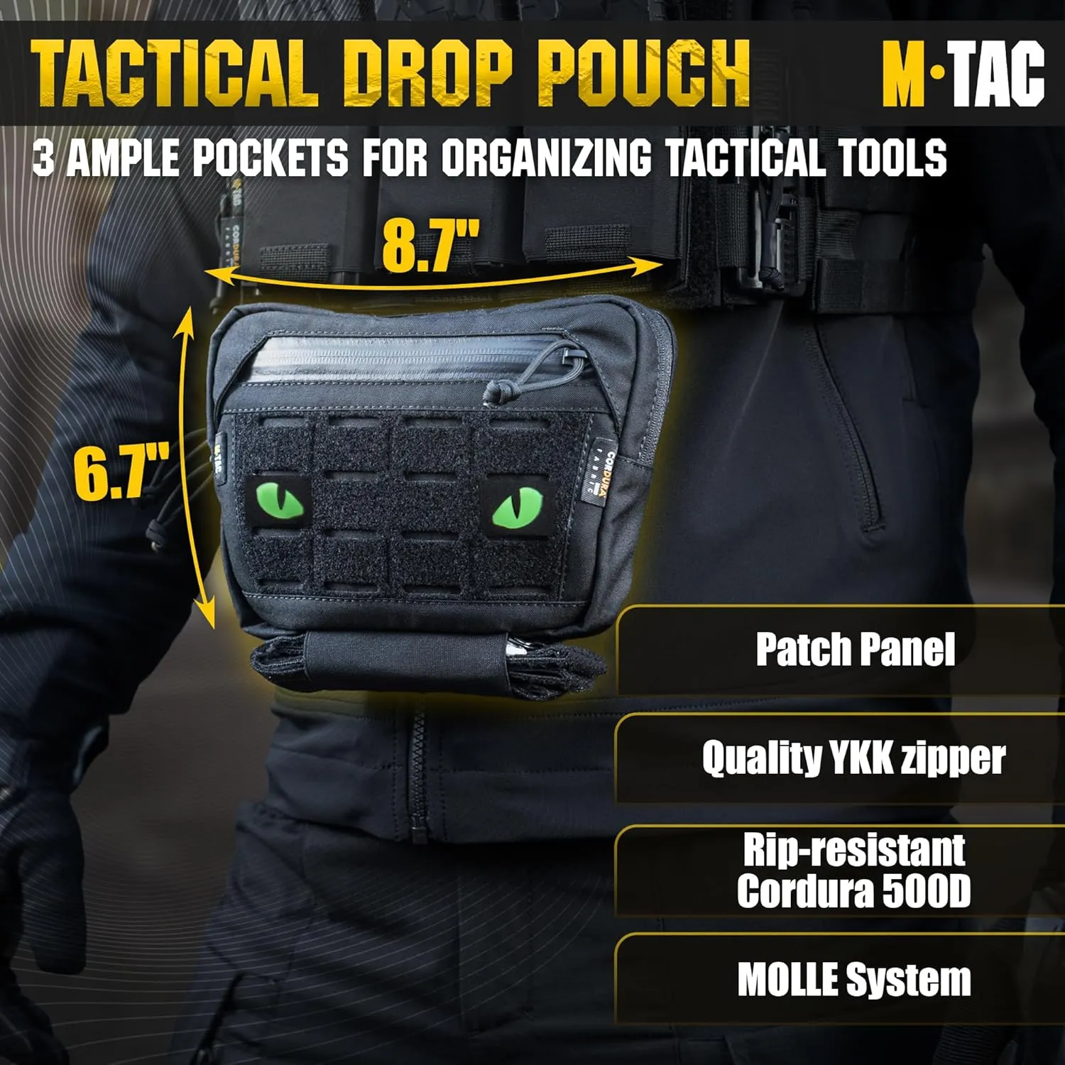 M-Tac Elite Dangler Pouch Large - Tactical Drop Down Utility Pouch with Hook & Loop Carrying - Dump Tool Pouch Carrying Kit Lower Bag
