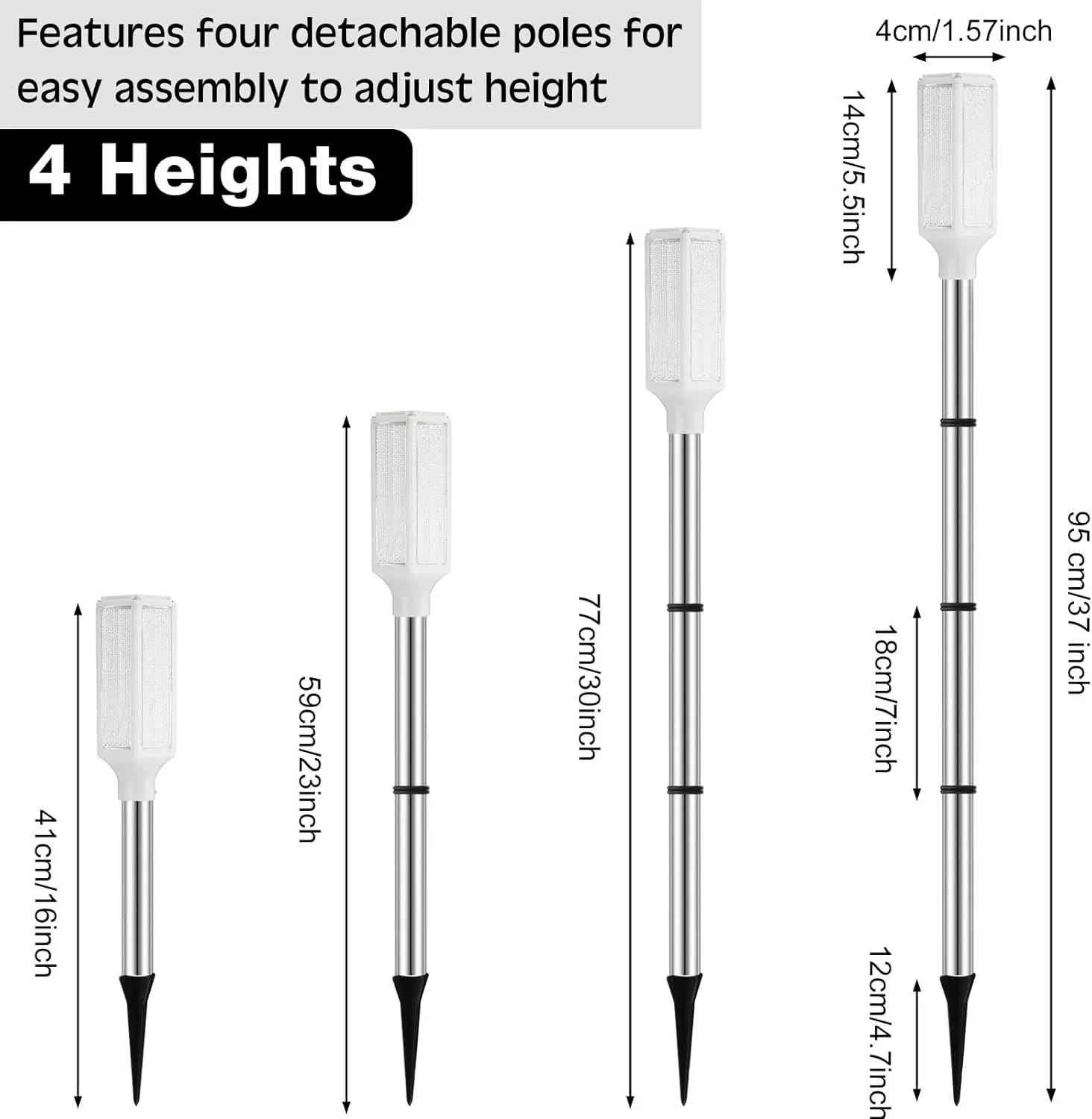 Macarrie 6 Pcs Solar Powered Driveway Markers Reflector Lights Landscape Driveway Reflectors on Poles for Snow Road Outdoor Yard(37 Inch,White)