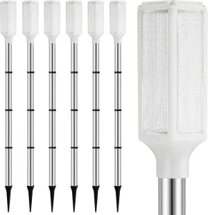 Macarrie 6 Pcs Solar Powered Driveway Markers Reflector Lights Landscape Driveway Reflectors on Poles for Snow Road Outdoor Yard(37 Inch,White)