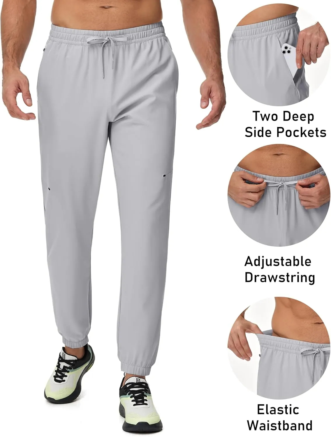 MAGCOMSEN Men's Lightweight Hiking Pants Quick Dry Travel Pants for Men with 3 Pockets Breathable for Casual Outdoor