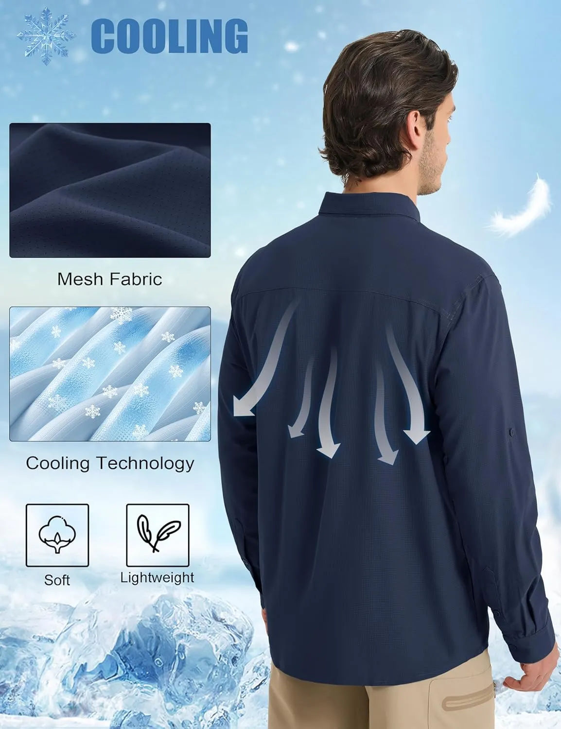 MAGCOMSEN Men's Sun Protection Fishing Shirts UPF 50  UV Quick Dry Long Sleeve Button Down Shirts Safari Hiking Travel