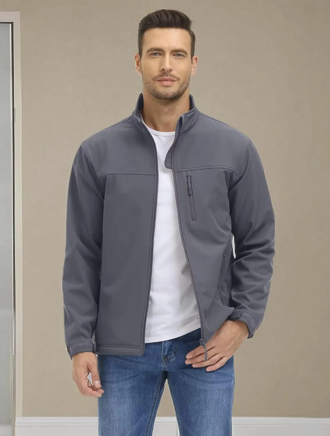 MAGCOMSEN Men's Tactical Jacket Fleece Lined Soft Shell Winter Jacket Lightweight Water Resistant Coats Outwear