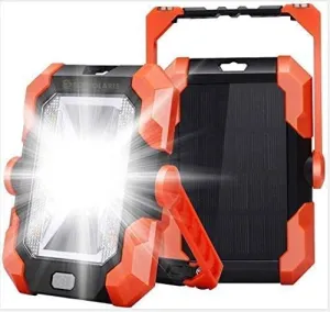 Magnetic 6W 350 lumens with 4400 mAh Rechargeable Lithium Battery Power Bank and Solar Panel Portable Weatherproof Outdoor IP64 LED Work Light and Flashlight lamp for Camping by Ecosolaris