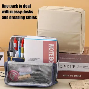 Makeup Bag, Standing Makeup Bag – Portable, Large Capacity Waterproof Makeup Organizer with Compartments Travel Home Use (Red)