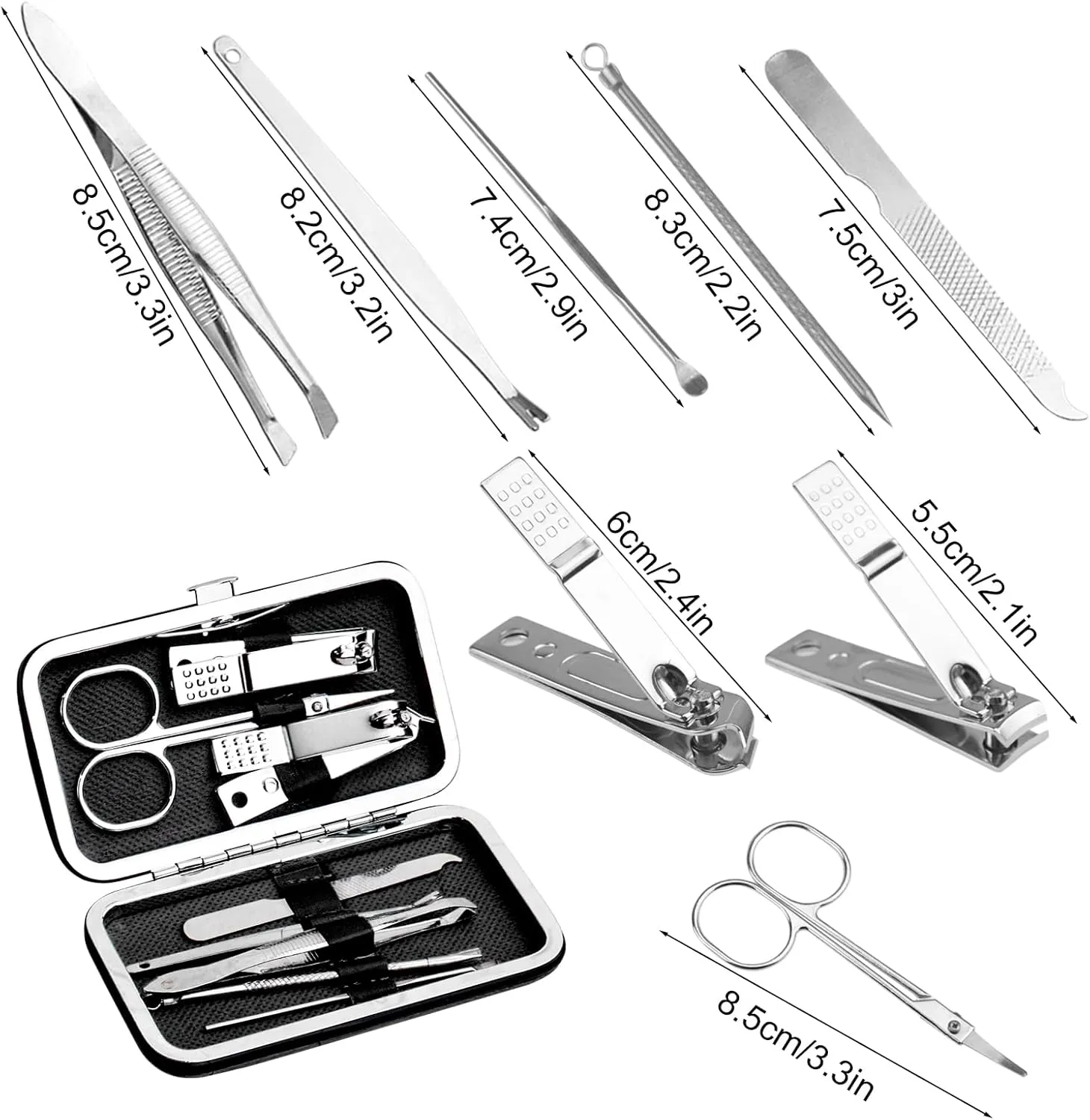 Manicure Kit Bulk, Nail Clippers Set Stainless Steel Fingernail Clippers Set, Sturdy Nail Tip Cutter Trimmers Professional Grooming Toenail Clippers Personal Pedicure Kits Gift (24 Count 8 in 1)
