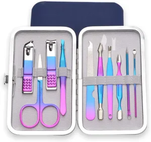 Manicure Kit for Women, 10 PCS Professional Stainless Steel Nail Clippers with Luxurious Case,Pedicure Set,Mens Grooming Kit,Portable Toe Nail Clippers for Women and Men