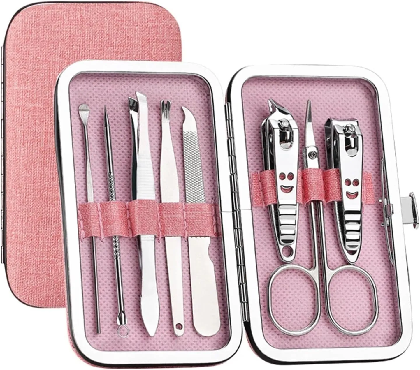 Manicure Set, 8 Pieces Set Kit Ergonomic Precise Versatile for Home and Salon Use Nail Care Essentials Manicure Trending,Nail Care Tools (Pink)