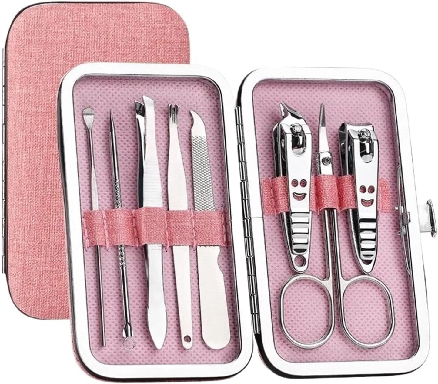 Manicure Set, 8 Pieces Set Kit Ergonomic Precise Versatile for Home and Salon Use Nail Care Essentials Manicure Trending,Nail Care Tools (Pink)