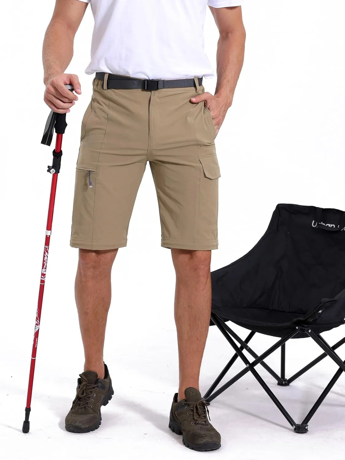 MANSDOUR Men's Hiking Pants Convertible Quick Dry Lightweight Zip-Off Outdoor Travel Camping Fishing Pants