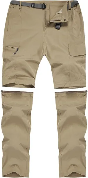 MANSDOUR Men's Hiking Pants Convertible Quick Dry Lightweight Zip-Off Outdoor Travel Camping Fishing Pants