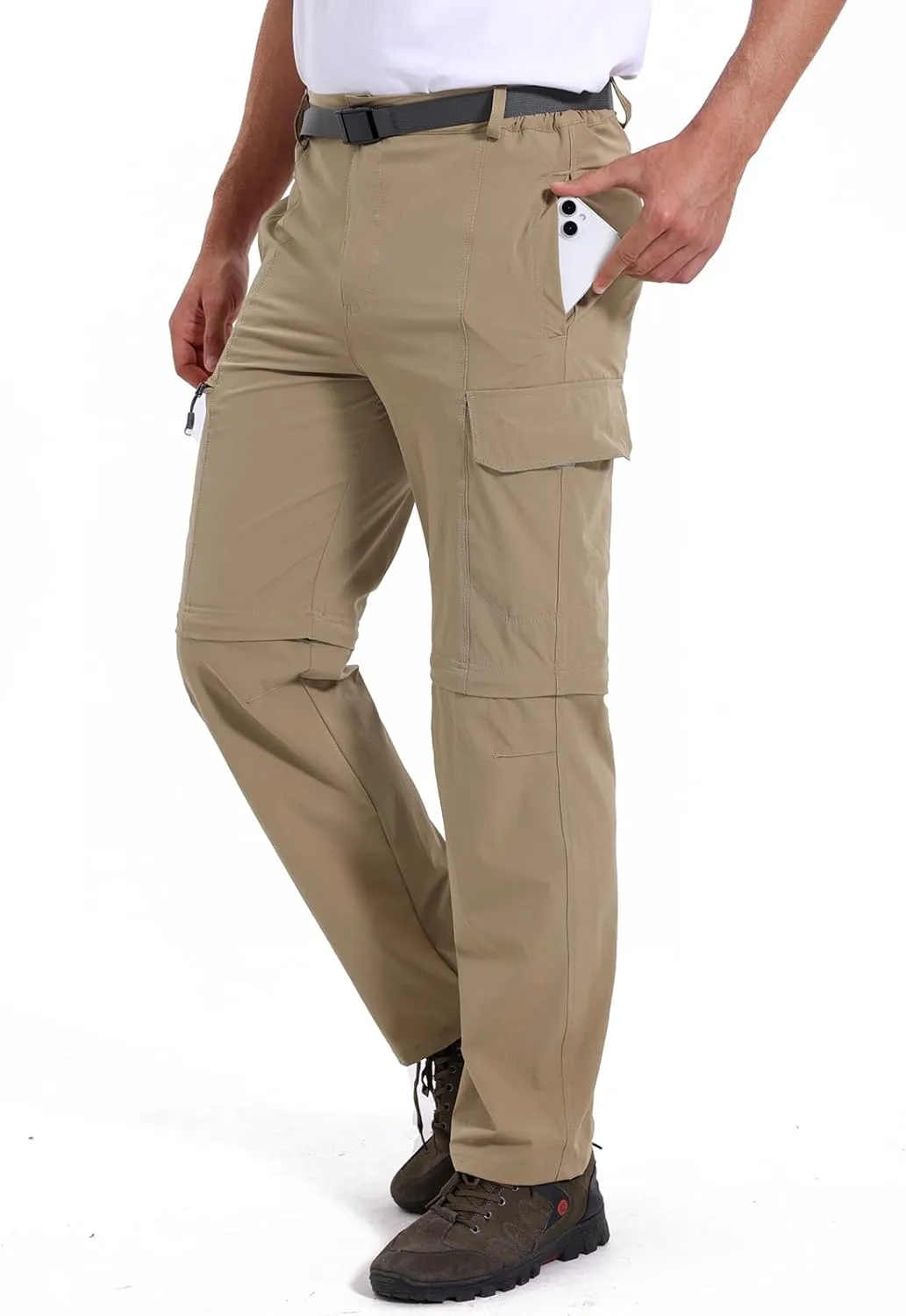 MANSDOUR Men's Hiking Pants Convertible Quick Dry Lightweight Zip-Off Outdoor Travel Camping Fishing Pants