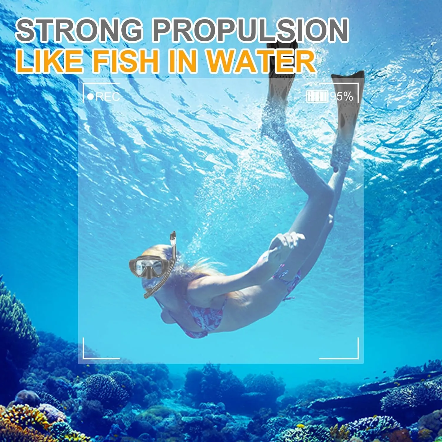 Mask Fins Snorkel Set, Snorkeling Gear for Adults, Panoramic View Diving Mask Anti-Fog, Anti-Leak, Dry Top Snorkel and Dive Flippers with Travel Bag for Snorkeling Swimming