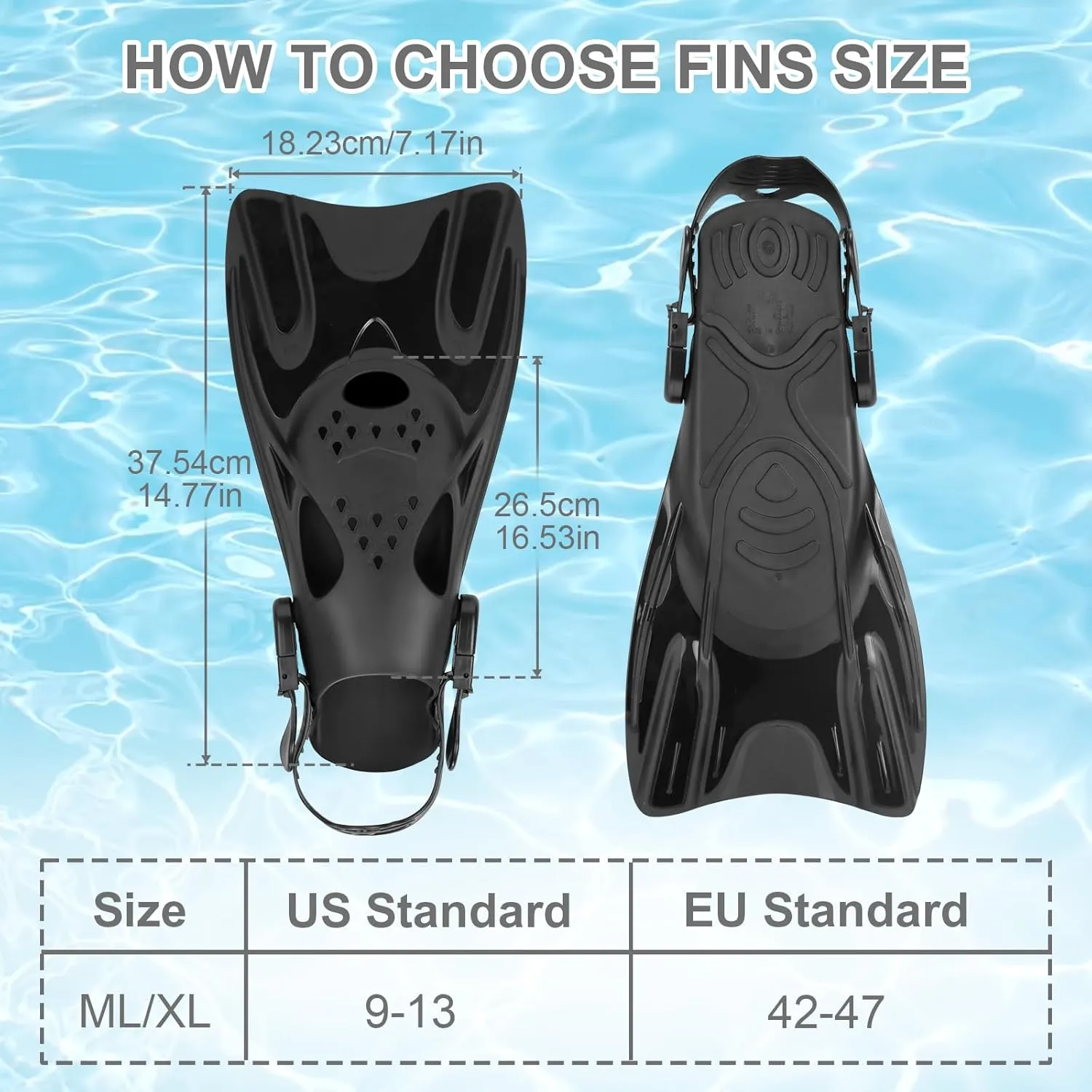 Mask Fins Snorkel Set, Snorkeling Gear for Adults, Panoramic View Diving Mask Anti-Fog, Anti-Leak, Dry Top Snorkel and Dive Flippers with Travel Bag for Snorkeling Swimming
