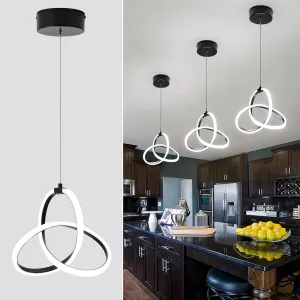 MAYNA Modern Spiral LED Chandelier, 6000K Daylight Pendant Light, Adjustable Height Island Light Fixture for Bedroom, Cafe, 1 Pack (Black)