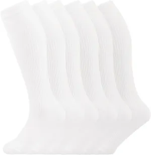  MD Cotton Compression Socks for Women and Men 4/6 Pairs 8-15/15-20 mmHg Knee High Socks for Sports Travel Nurse Edema