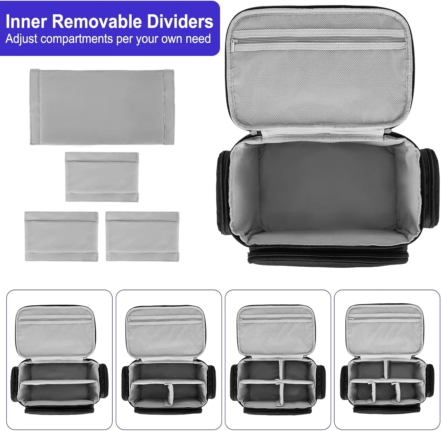 Medical Bag,First Aid Bag Empty,Home Health Nurse Storage,Pill Bottle Organizer Box,Emergency Medical Supplies Tote with Detachable Divider for Home,Travel(Black)
