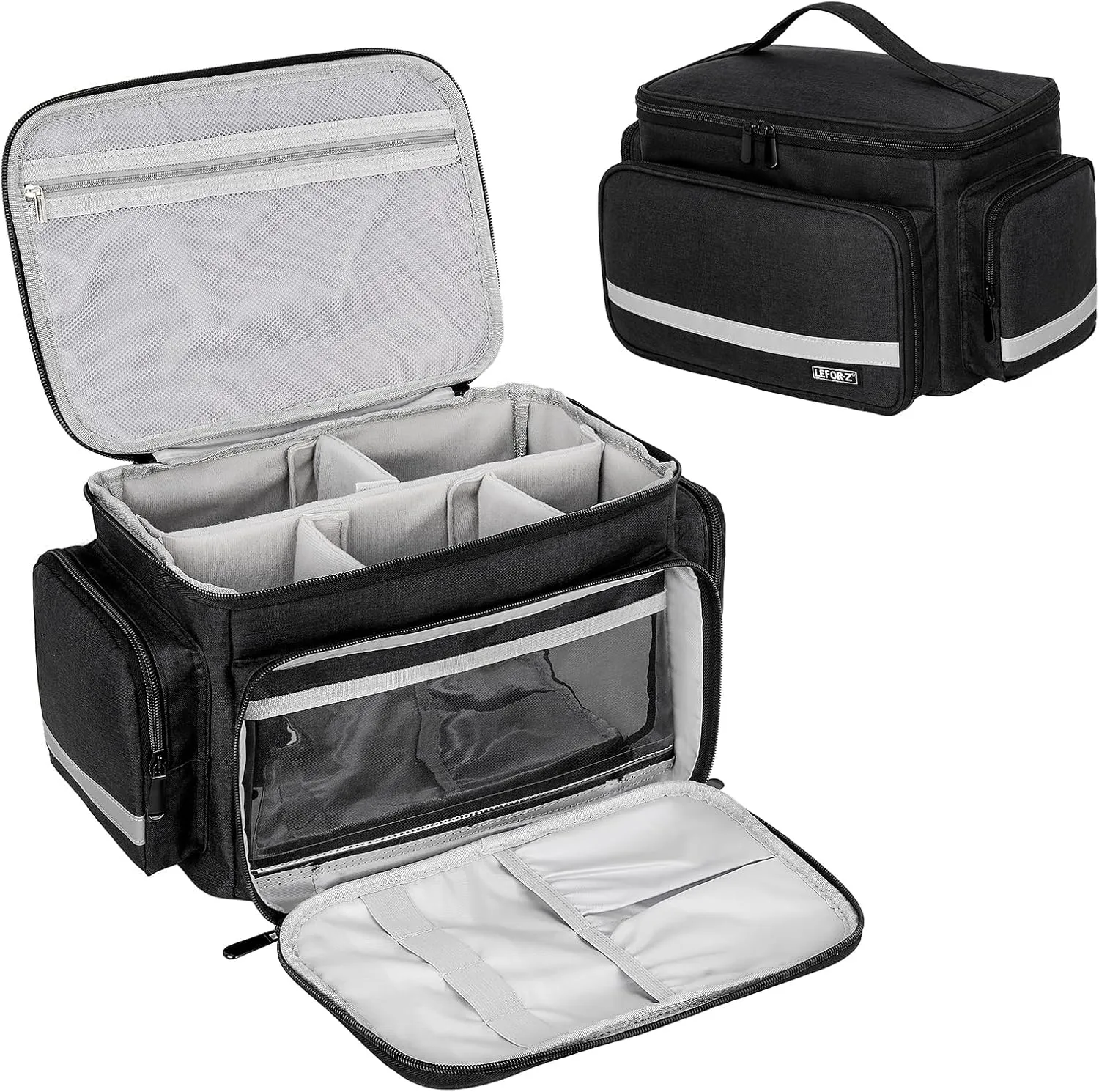Medical Bag,First Aid Bag Empty,Home Health Nurse Storage,Pill Bottle Organizer Box,Emergency Medical Supplies Tote with Detachable Divider for Home,Travel(Black)