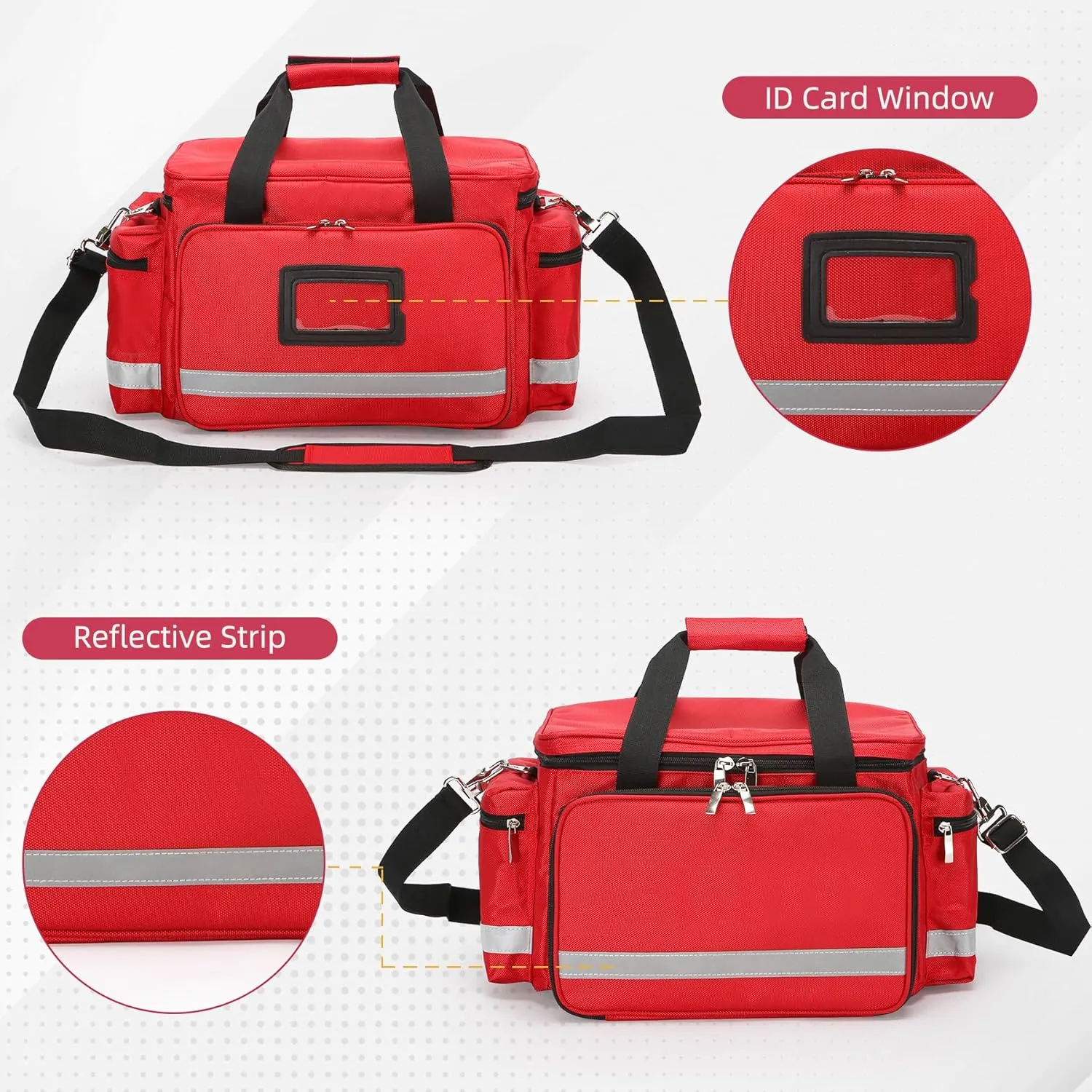 Medical Empty Bag First Aid Bag Emergency Responder Trauma Bag Empty, Professional First Aid Kits Storage Medical Bag with Inner Dividers and No-Scratch Bottom,Trauma Bag for Home Health Nurse Bag