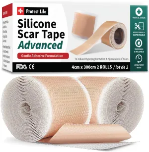 Medical Grade Silicone Scar Tape Advanced Adhesive Formulation (1.6" x 118") Scar Removal Away Strips for Surgical Scars, Silicone Tape & Keloid Scar Treatment, Reusable Silicone Scar Sheets