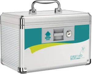Medicine Lock Box, medication lock box,locking medicine box, Security Lock Boxes【Small】 10x6.7x6.7 Inch,First Aid Key,Lock Box for Medication