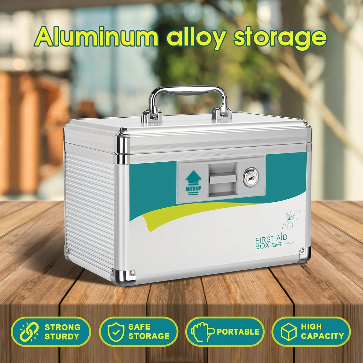 Medicine Lock Box, medication lock box,locking medicine box, Security Lock Boxes【Small】 10x6.7x6.7 Inch,First Aid Key,Lock Box for Medication