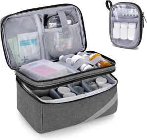 Medicine Storage and Organizer Bag (Empty), Pill Bottle Organizer with Portable Small Pouch, Home First Aid Box, Pill Bottle Organizer, Travel Medication Carry Case