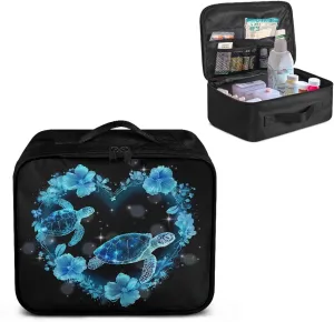 Medium Sized Empty First Aid Bag Blue Turtle First Aid Zipper Pouch Empty Medical Bag Medical Supplies Organizer Bag Empty Travel Medicine Bag for Car Home Camping Hiking