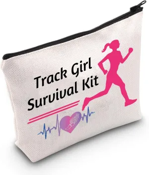 MEIKIUP Track and Field Lover Gift Track Survival Kit Athlete Cosmetic Bag Track and Field Runners First Aid Kit Track and Field Coach Travel Storage Bag (Track Girl Survival Kit)