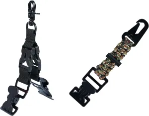 MELOTOUGH Quick Relase Glove Holder Clip for Work Gloves Firefighter glove Strap (Black)   Tactical Glove Clip Braided Paracord Gloves Clips Holder with Flint Rod for Hunting, Hiking, Camping (Camo)
