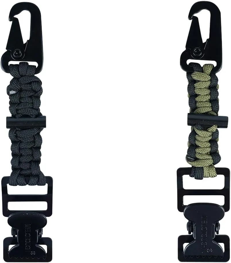 MELOTOUGH Tactical Glove Clip Braided Paracord Gloves Clips Holder with Flint Rod for Hunting, Hiking, Camping, Outdoor Activities (Black Army Green)
