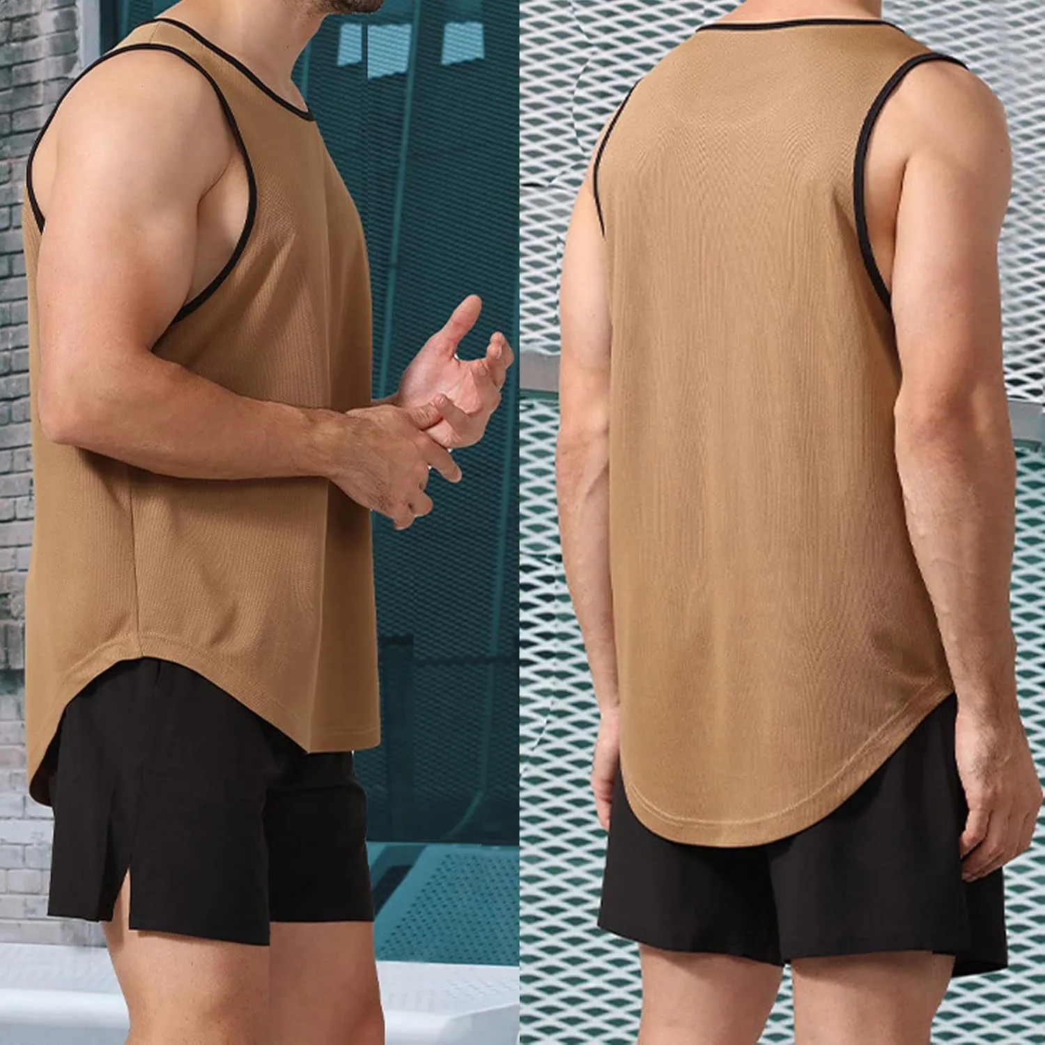 Men's Althletic Quick Dry Gym Muscle Lightweight Breathable Tank Top Workout Sleeveless Tee Bodybuilding Fitness