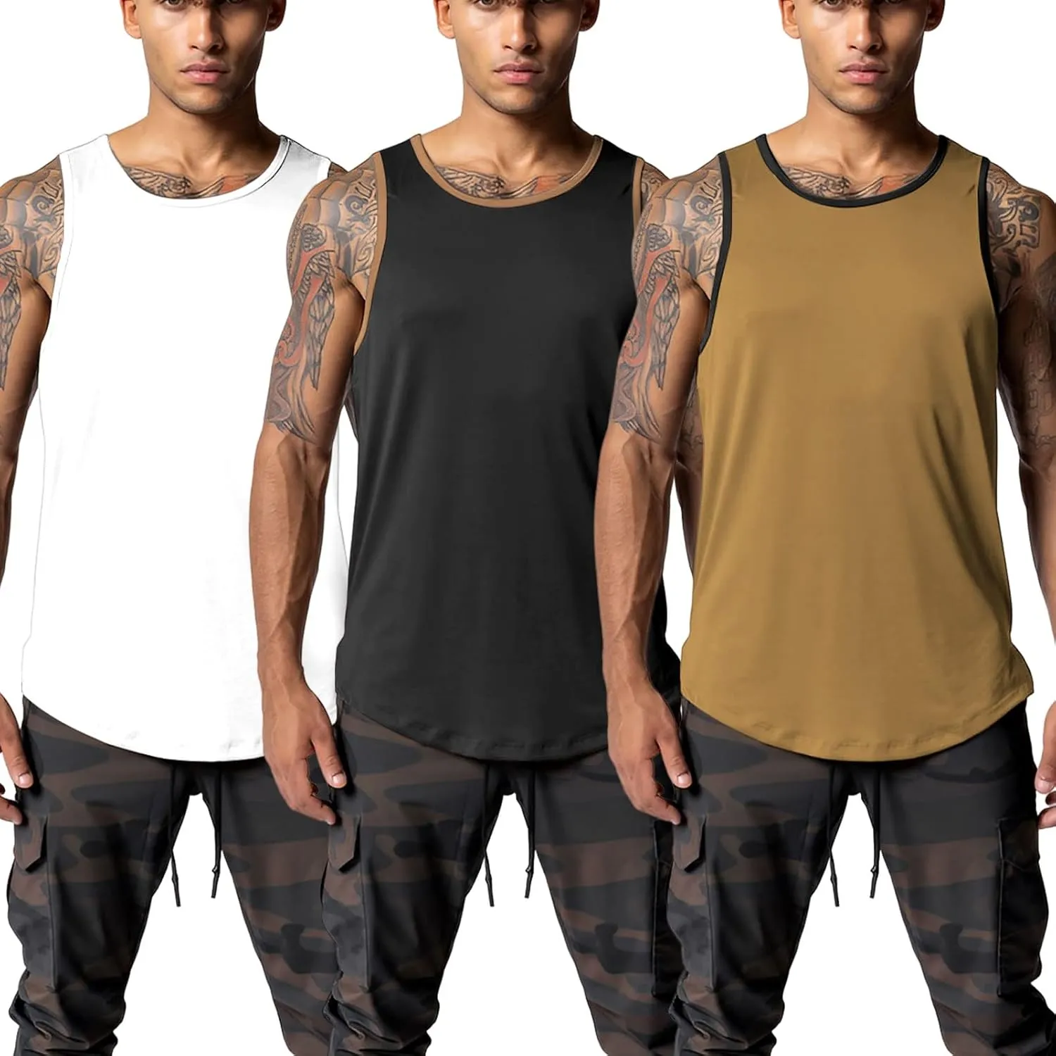 Men's Althletic Quick Dry Gym Muscle Lightweight Breathable Tank Top Workout Sleeveless Tee Bodybuilding Fitness