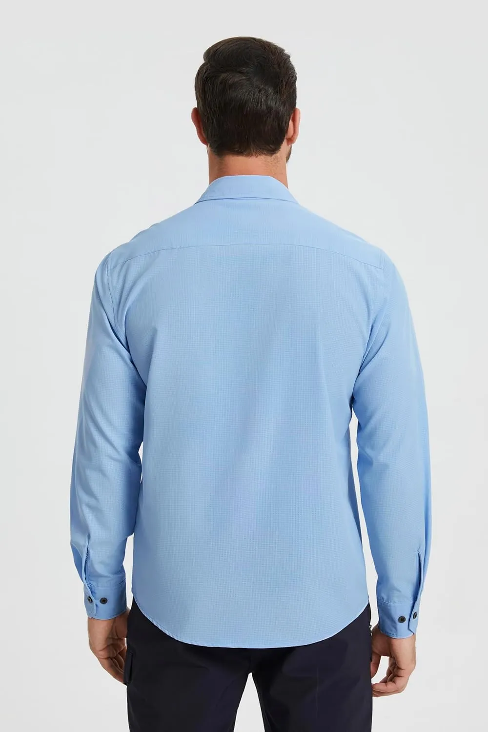 Mens Fishing Shirts Long Sleeve UPF 50  Sun Protection Quick Dry Cooling Hiking Travel Button Down Shirt Roll Up Sleeve