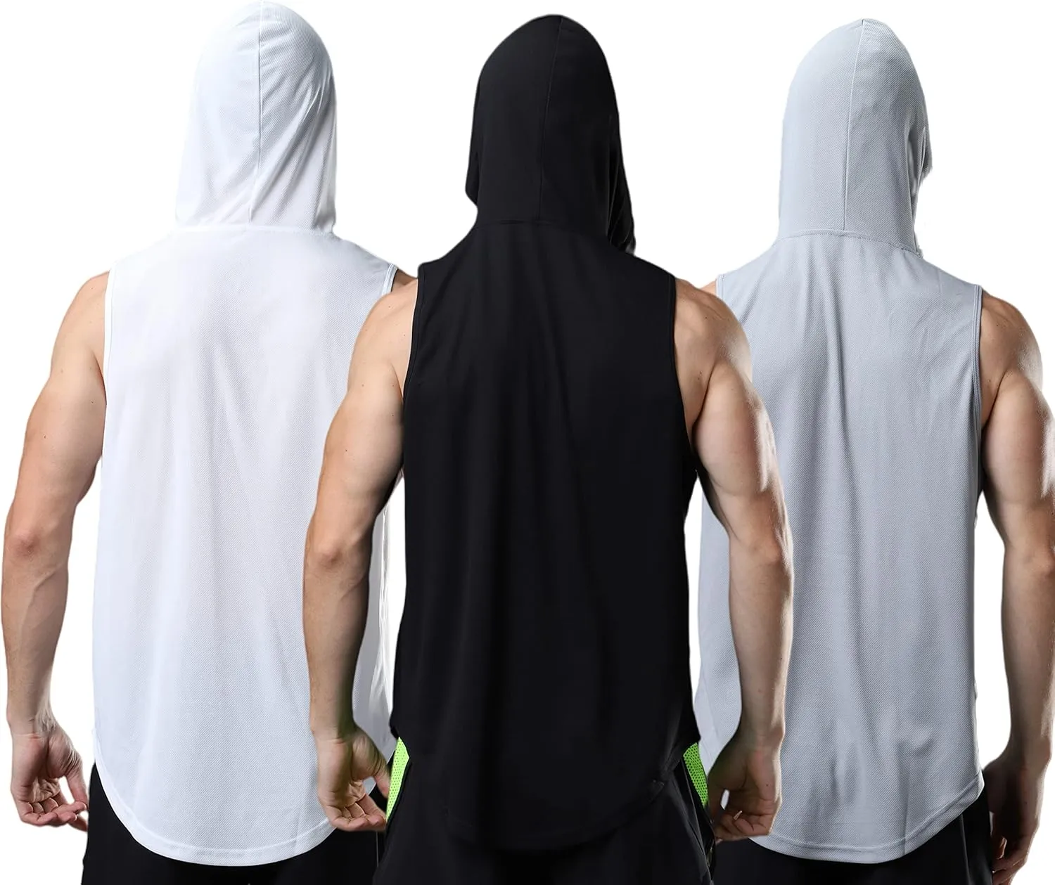 Men's Sleeveless Hoodie Quick Dry Muscle Gym Shirts Workout Hooded Tank Top