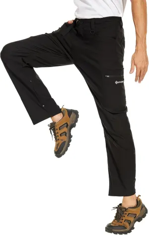 Men's Stretch Lightweight Hiking Cargo Pants UPF 50  Cropped with Roll-Up Leg Snaps Water Resistant Straight Fit