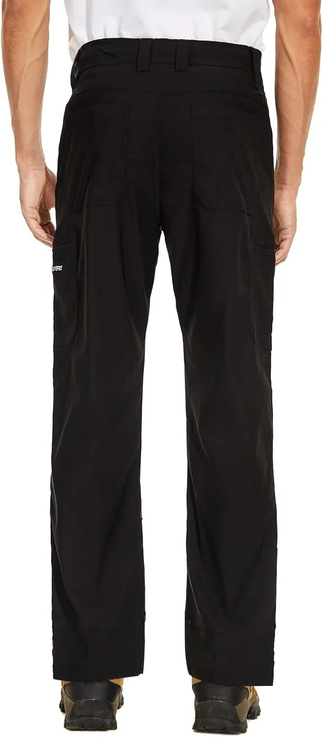 Men's Stretch Lightweight Hiking Cargo Pants UPF 50  Cropped with Roll-Up Leg Snaps Water Resistant Straight Fit
