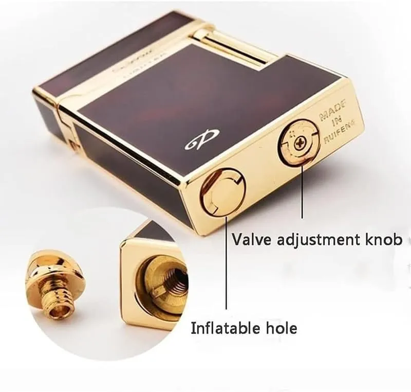 Metal Flip Sound Lighter,Flint Side Slide Igniter,Adjustable Soft Flame Butane Refillable Gas,for Candle Gift Box Packaging(Brass 5)