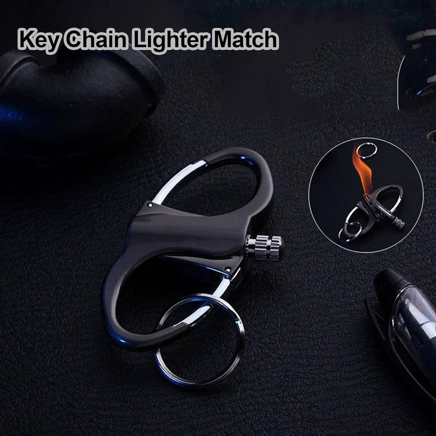 Metal Keychain Lighter, 2025 New Lighter Key Chain, Permanent Match Keychain, Metal Match Keychains, Mini Waterproof Lighters for Outdoor, Camping, Hunting, Traveling (Gold)