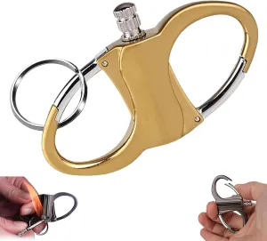 Metal Keychain Lighter, 2025 New Lighter Key Chain, Permanent Match Keychain, Metal Match Keychains, Mini Waterproof Lighters for Outdoor, Camping, Hunting, Traveling (Gold)
