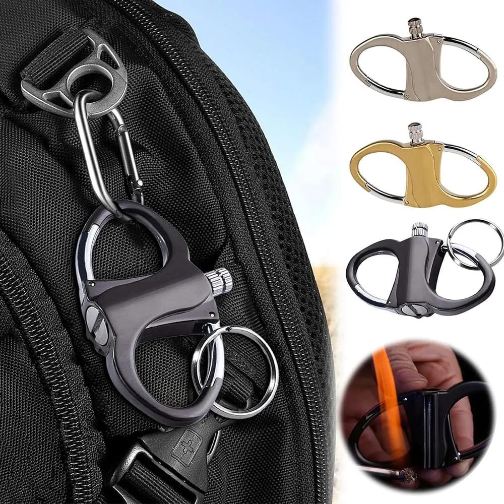 Metal Keychain Lighter, Permanent Match Refillable Lighters, Waterproof & Windproof Fire Starter for Camping, Metal Match Keychain, New Matchstick, Suitable for Outdoor and Family (Gold2pcs)