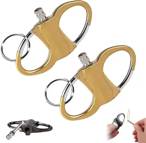 Metal Keychain Lighter, Permanent Match Refillable Lighters, Waterproof & Windproof Fire Starter for Camping, Metal Match Keychain, New Matchstick, Suitable for Outdoor and Family (Gold2pcs)