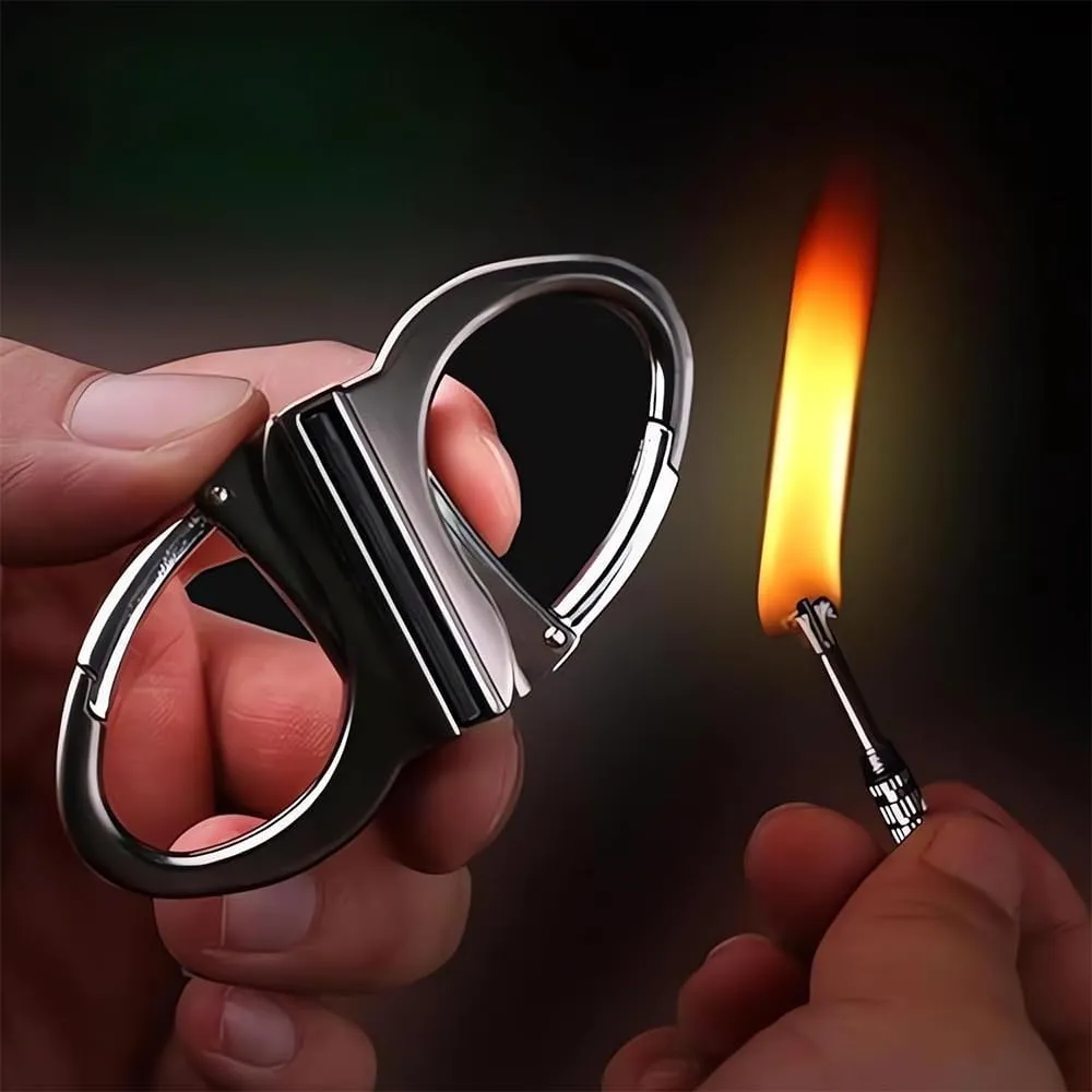 Metal Keychain Lighter, Permanent Match Refillable Lighters, Waterproof & Windproof Fire Starter for Camping, Metal Match Keychain, New Matchstick, Suitable for Outdoor and Family (Gold2pcs)