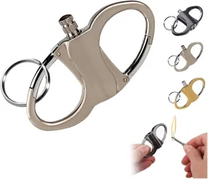 Metal Keychain Lighter,Lighter Hidden in Key Chain,Waterproof Fire Starter Key Ring,Novelty Permanent Match,for Outdoor (Silver, 1 pcs)