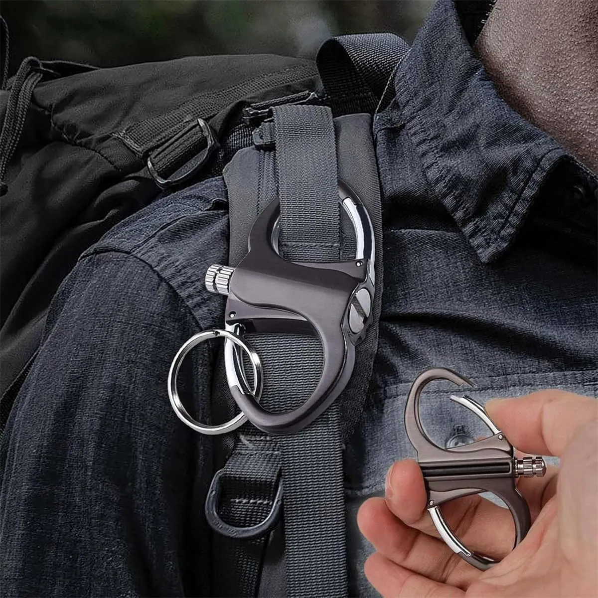 Metal Keychain Lighter,Lighter Hidden in Key Chain,Waterproof Fire Starter Key Ring,Novelty Permanent Match,for Outdoor (Silver, 1 pcs)