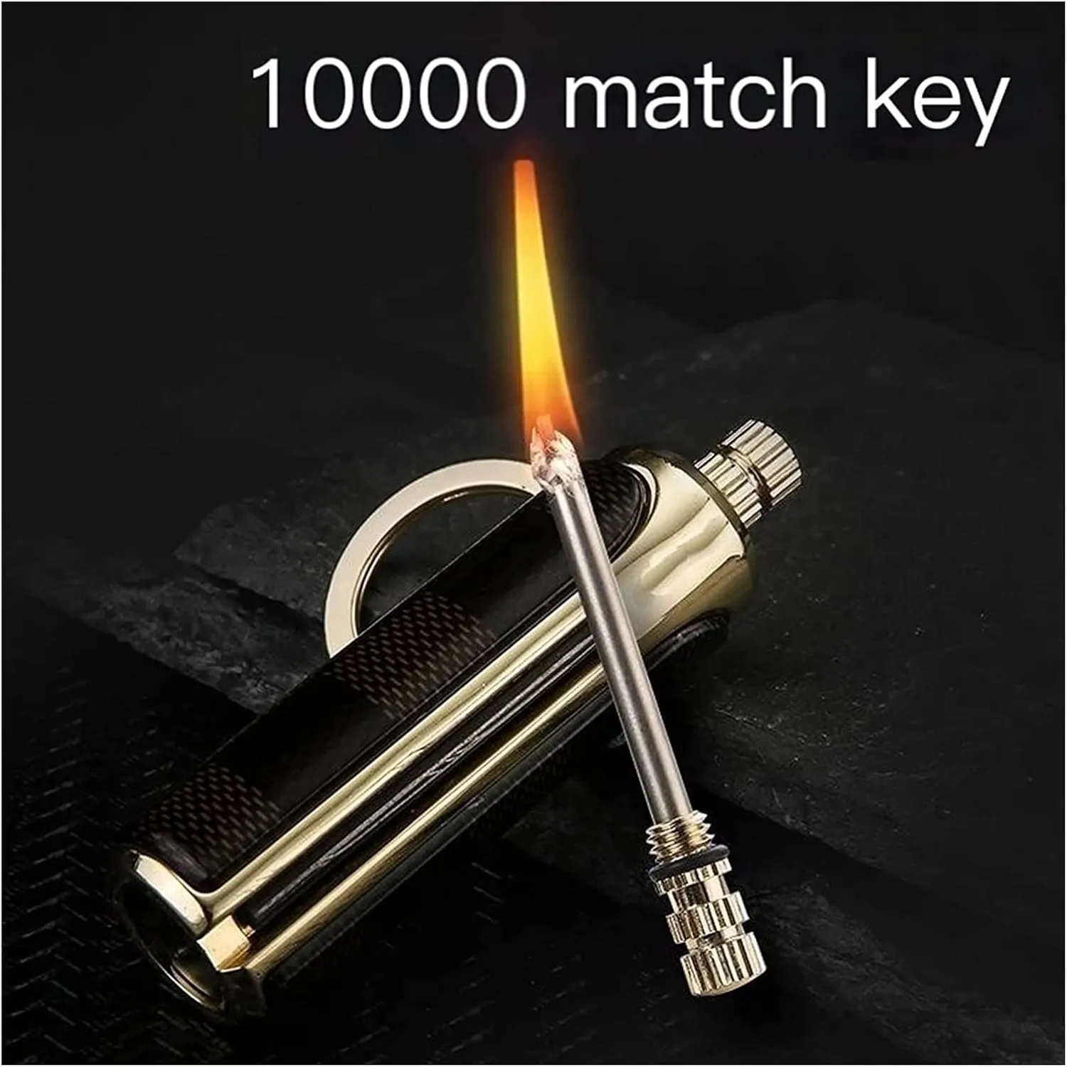 Metal waterproof permanent match lighter, keychain convenient to carry, can be used multiple times, can be filled with kerosene, economical and environmentally friendly, men's gift (fuel not included)
