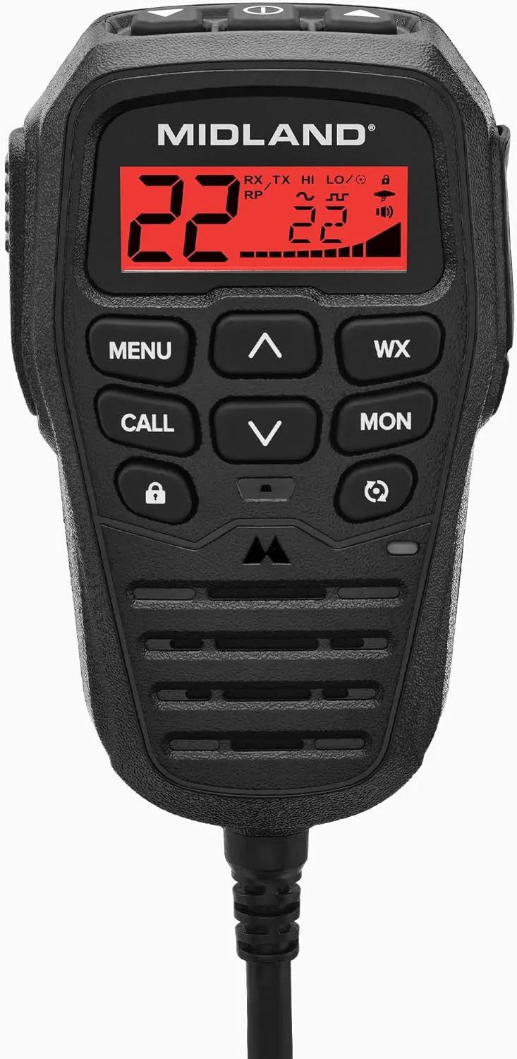 Midland - MXT275 MicroMobile GMRS Radio - 15 watts Two-Way Radio with Integrated Control Microphone - Overland Caravanning Tractors - Detachable External Magnetic Mount Antenna - 8 Repeater Channels