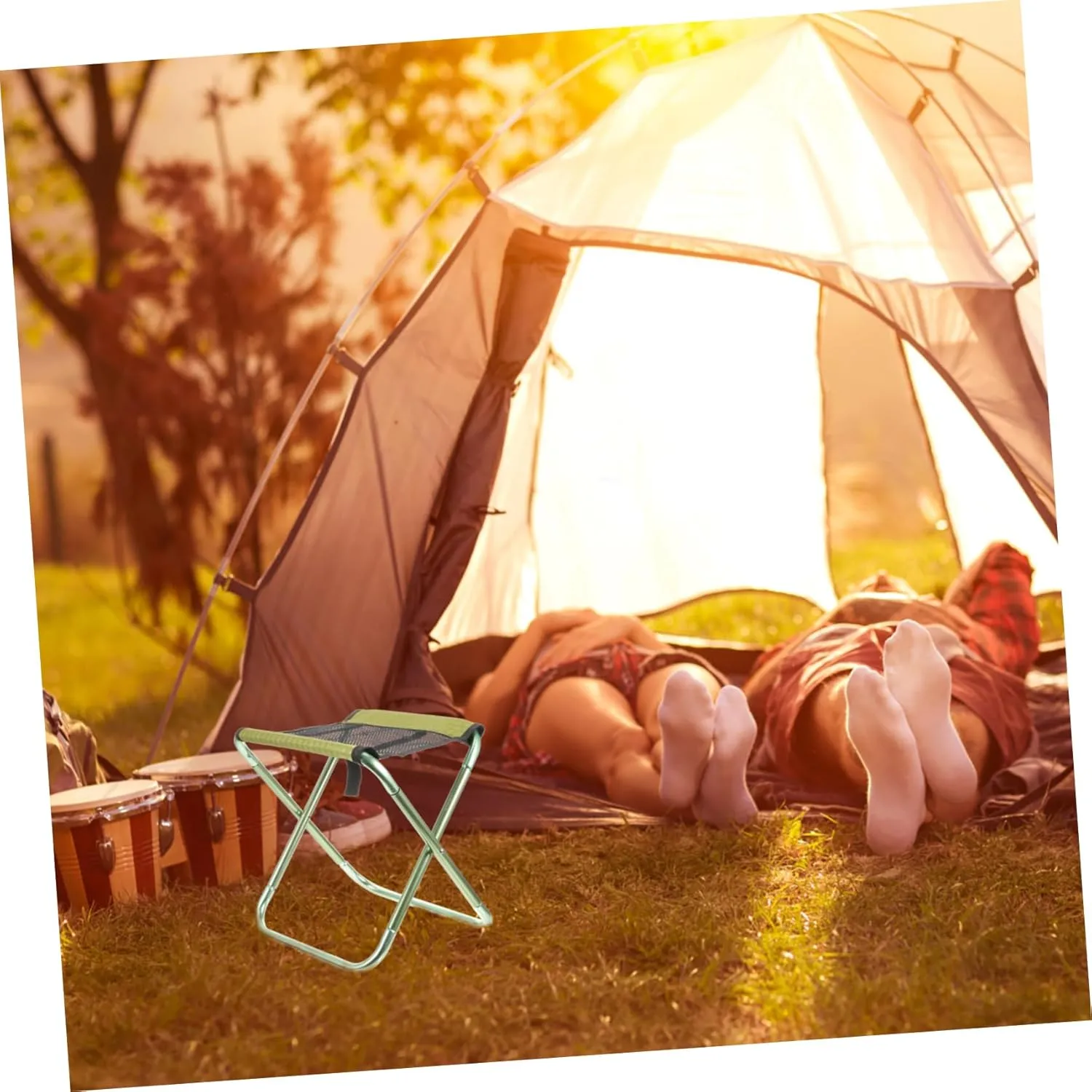 Mikikit Lightweight Outdoor Folding Chair Portable Camping Stool for Fishing BBQ and Gardening Durable and Compact Design Easy to Carry Anywhere for Outdoor Activities